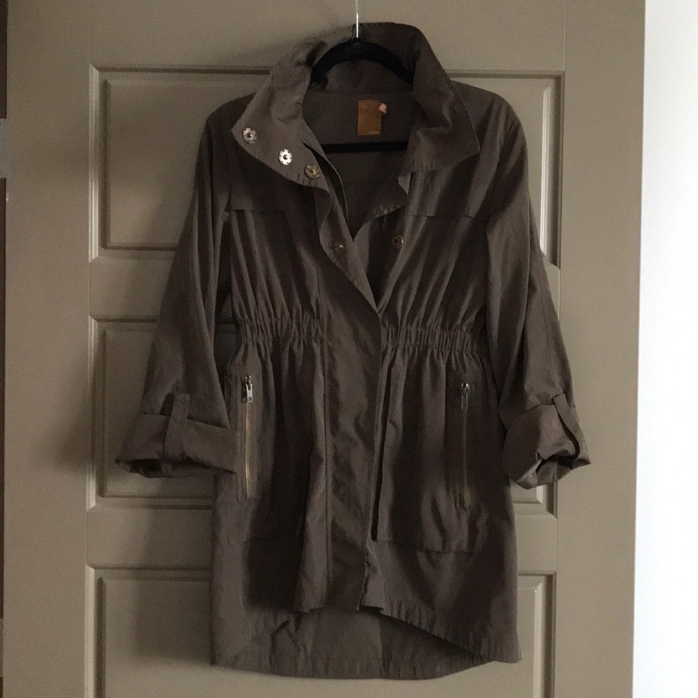 Green rain jacket